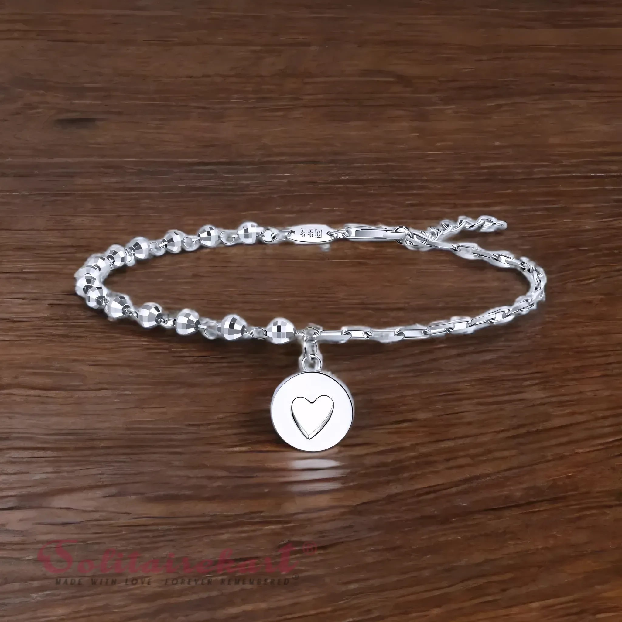 Solitairekart Platinum Beaded Charm Bracelets 4.716gm Weight For Woman.